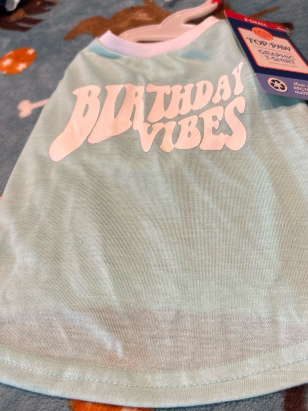 Top Paw Light Blue "Birthday Vibes" Short Sleeve Pet Tee small